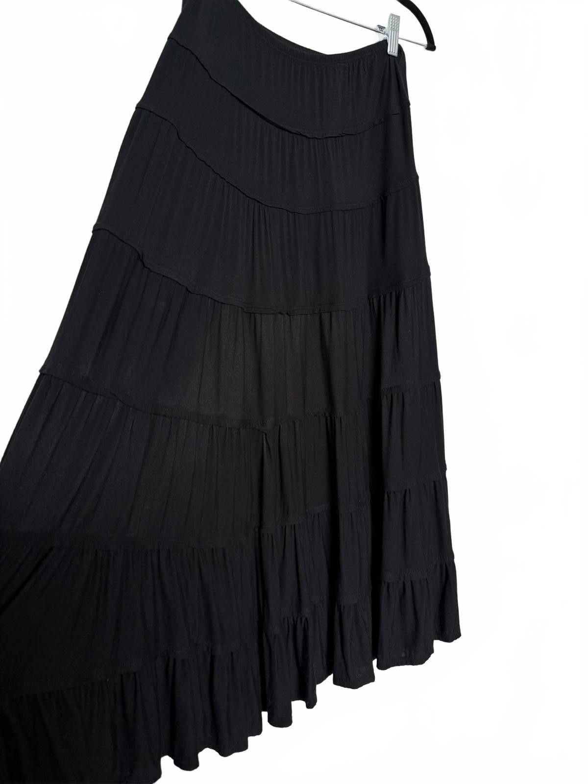 Style & Co Y2K Black Maxi Tiered Peasant Skirt Size 28" / US 6 / IT 42 - 1 Thumbnail