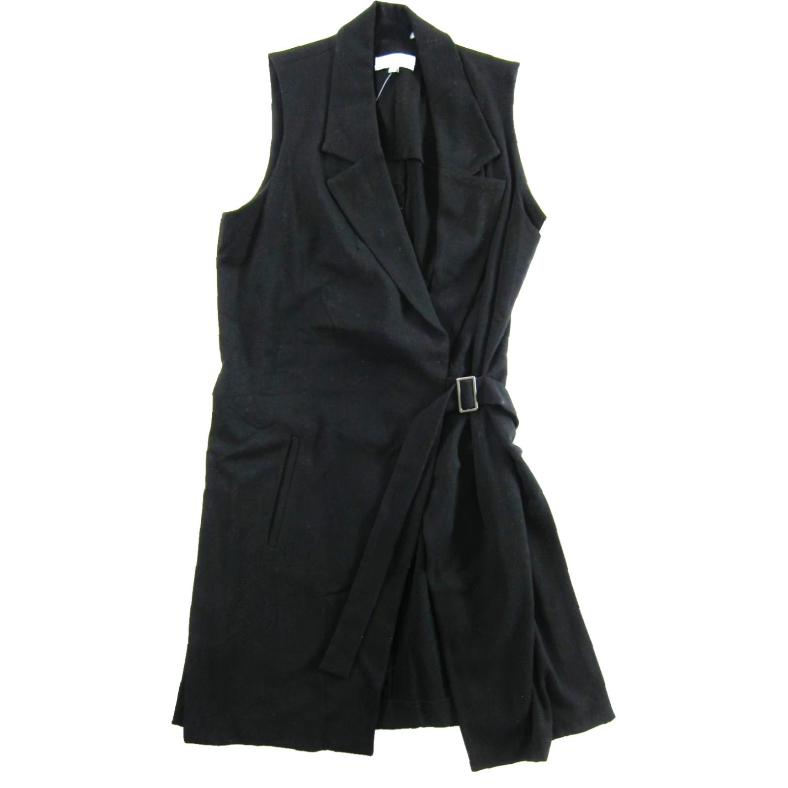 Vintage VINTAGE NWT Joan Vass Black Theodora Sleeveless Belted Pocket Wrap Dress Medium Size M / US 6-8 / IT 42-44 - 2 Thumbnail