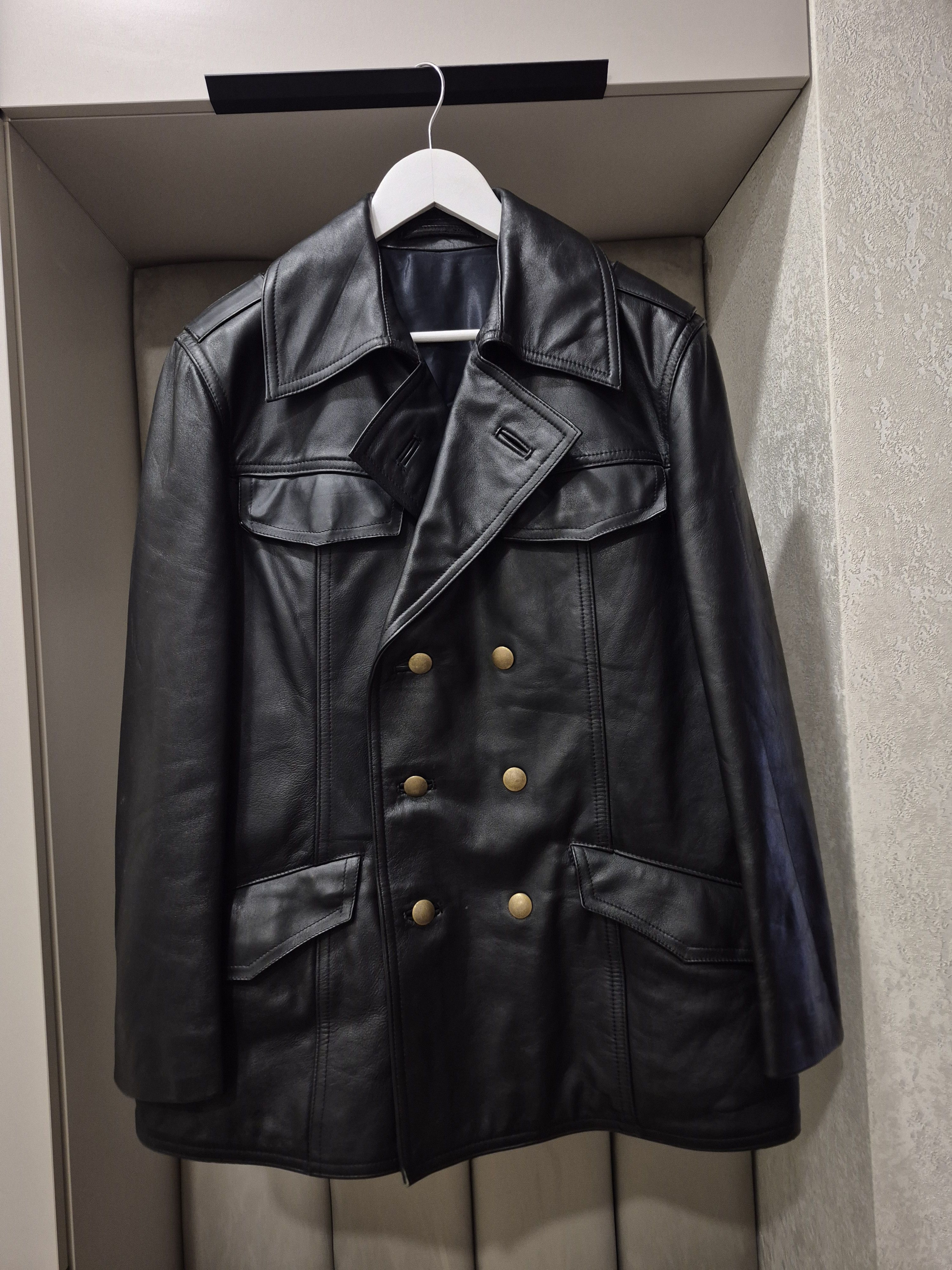 Vintage Hackel & Co Rare vintage police military men leather jacket Size US L / EU 52-54 / 3 - 1 Thumbnail