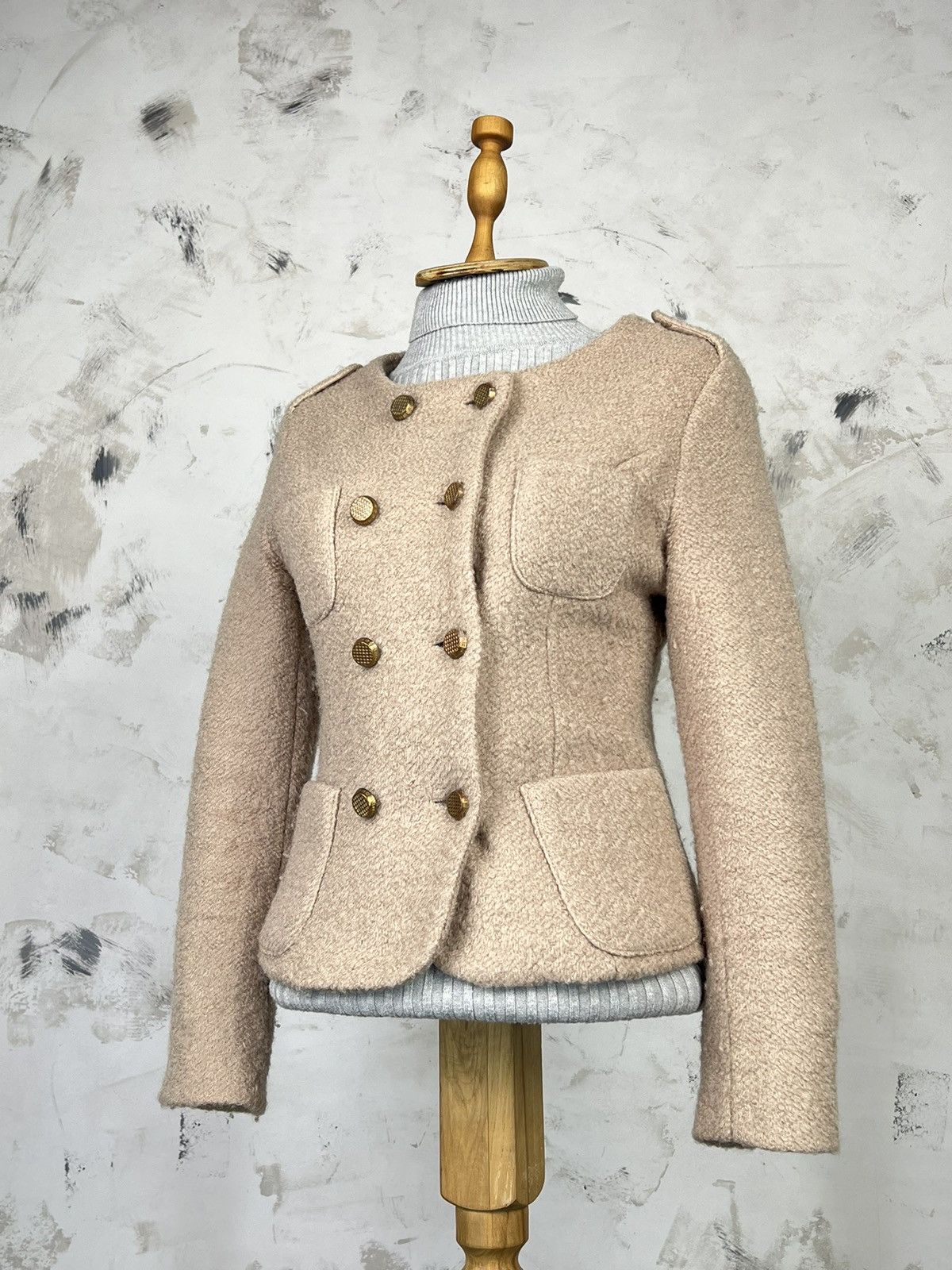 Max Mara Vintage Max Mara Beige Wool Blazer Coat Jacket Size S - M Size M / US 6-8 / IT 42-44 - 1 Thumbnail