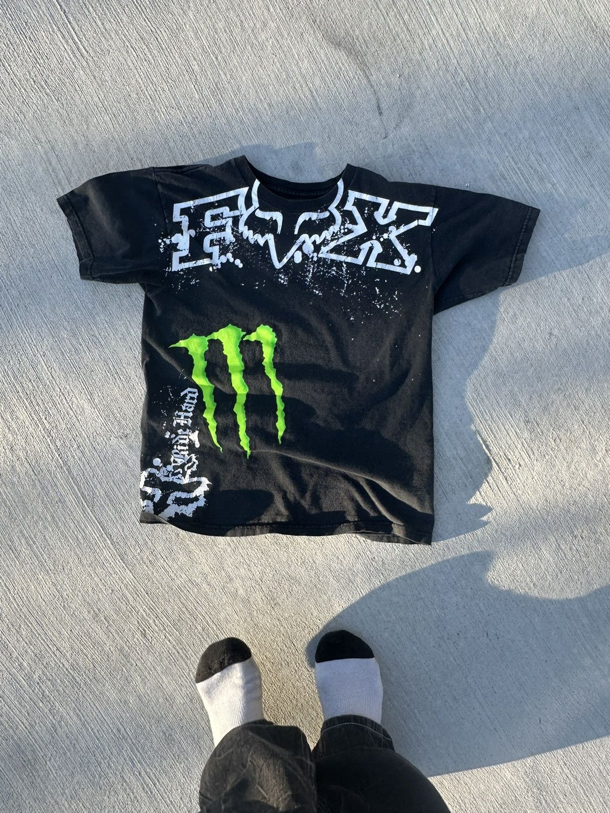 image of Very Vintage Fox X Monster Energy Shirt in Black, Men's (Size Small)