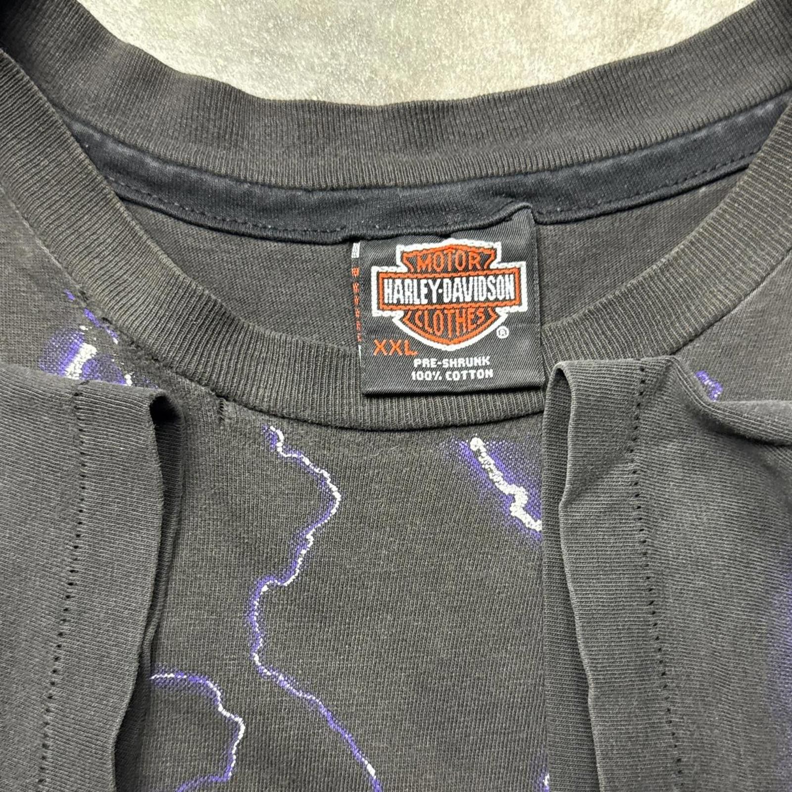 Harley Davidson Harley Davidson Thunder Lightning AOP Vintage Faded T-Shirt Size US XXL / EU 58 / 5 - 5 Thumbnail