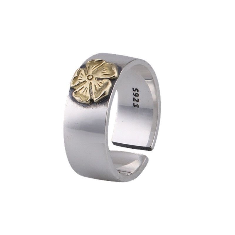 Jewelry Flower Dark Jewelry Rings Open Size Chrome Ring (Size 7-13) Size ONE SIZE - 5 Thumbnail
