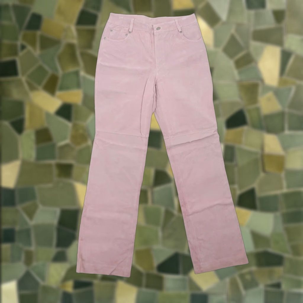 Pinko VINTAGE Jeanology Light Pink Suede Leather Straight Leg Pants 6 Women Size 28" / US 6 / IT 42 - 1 Thumbnail