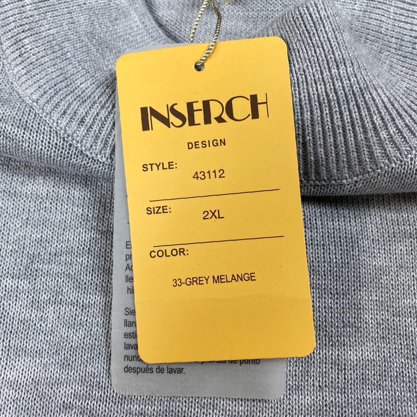 Vintage INSERCH ACRYLIC MOCK NECK SWEATER 2XL GREY MELANGE COLLEGE DESIGNER MENS Size US XXL / EU 58 / 5 - 4 Thumbnail