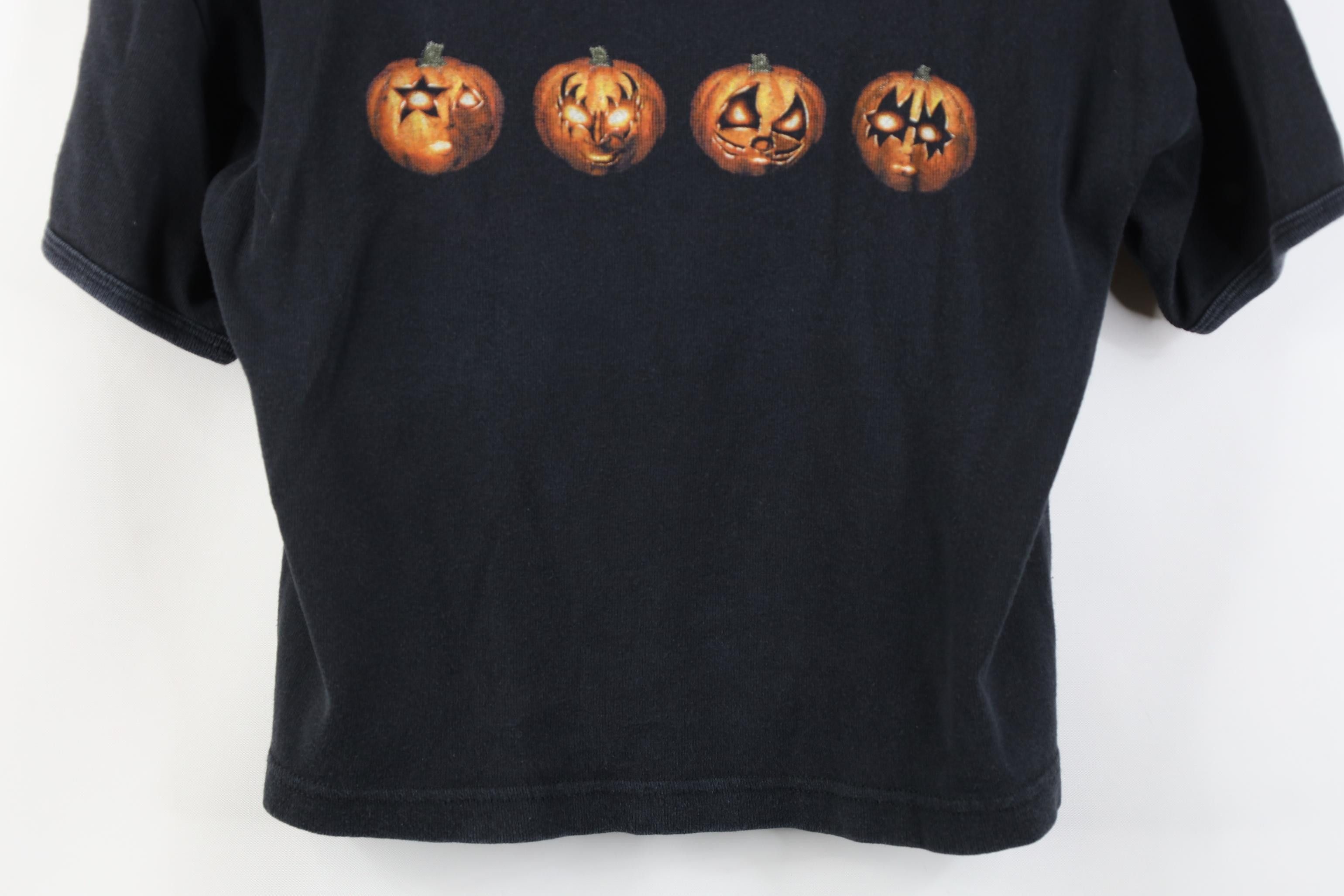 Vintage Vintage 90s Kiss Band Halloween Pumpkin Ribbed Knit T-Shirt Size L / US 10 / IT 46 - 3 Thumbnail