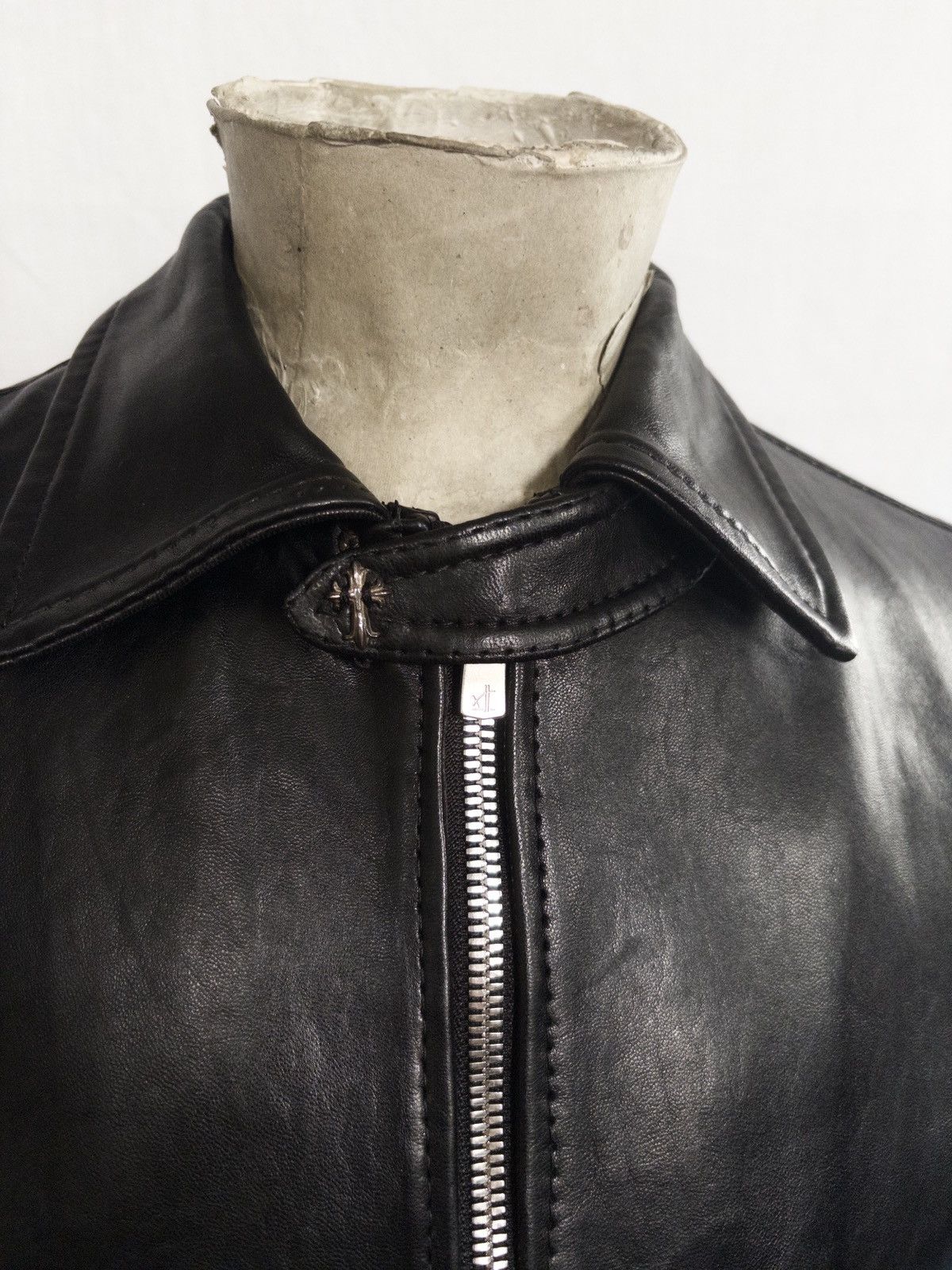 Handmade Veg tan lamb leather jacket+sterling silver cross Size US M / EU 48-50 / 2 - 4 Thumbnail