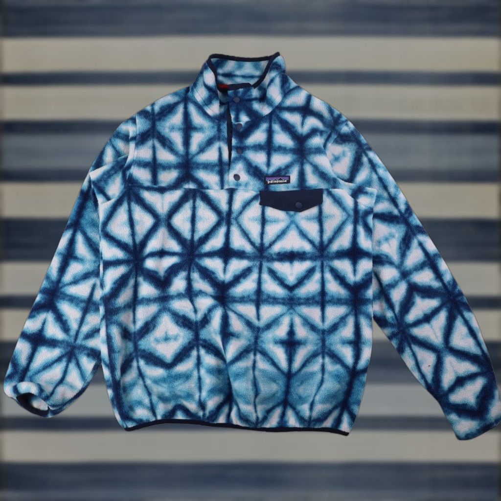 Patagonia VINTAGE Patagonia Syncilla Womens Large Snow Flake Snap T Fleece Sweatshirt Blue Size L / US 10 / IT 46 - 1 Thumbnail
