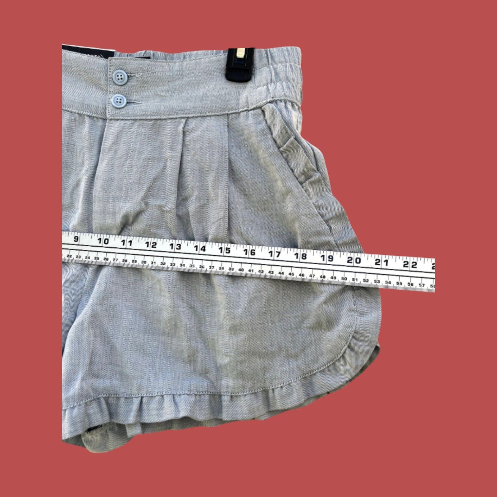 Other Who What Wear - Women's Cotton Shorts Ruffle Edge - Light Bl Size 28" / US 6 / IT 42 - 4 Thumbnail