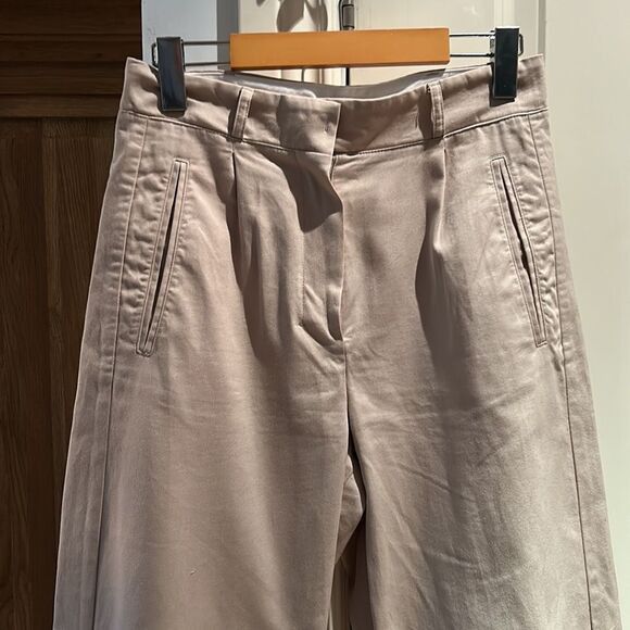 Max Mara S Maxmara beige pleated wide leg crop pants 4 small Size 27" / US 4 / IT 40 - 3 Thumbnail