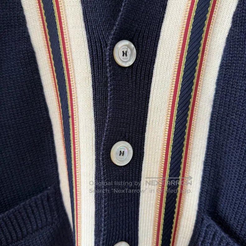 Gucci Gucci Anchor embroidered wool knitted cardigan jacket Size M / US 6-8 / IT 42-44 - 3 Thumbnail