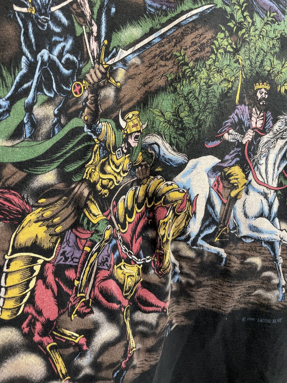 Liquid Blue × Vintage 1994 RARE LIQUID BLUE FOUR HORSEMAN GRAPHIC SHIRT Size US XL / EU 56 / 4 - 8 Thumbnail