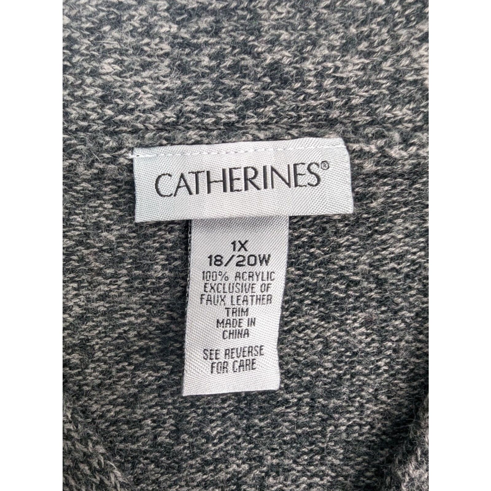 Vintage Catherines Sweater Top 1X Plus Gray Sleeveless Pullover V-Neck Shirt Women Modern Knit Pullover Casual Regular 18/20W Size XL / US 12-14 / IT 48-50 - 7 Thumbnail