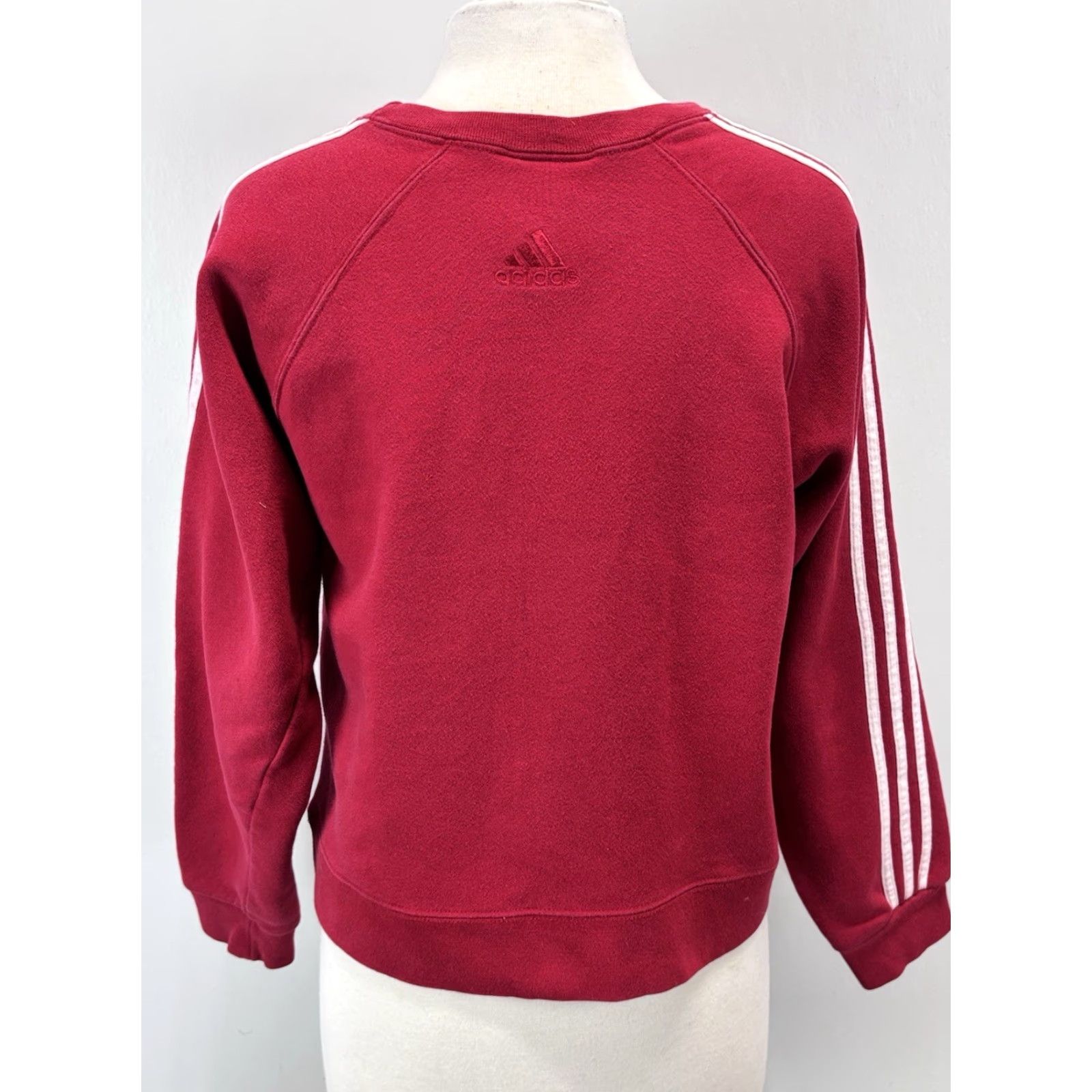 Adidas VINTAGE Adidas Sweatshirt Women’s Small Red 3-Stripe Crew Neck 90s Y2K Pullover Cotton Blend Girls/ Womens S Size S / US 4 / IT 40 - 3 Thumbnail