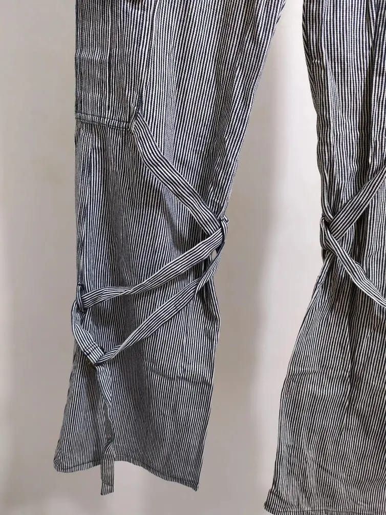 Japanese Brand IMAGE Punk Bondage Punk Stripe Cargo Bootcut Pants Size US 28 / EU 44 - 3 Thumbnail