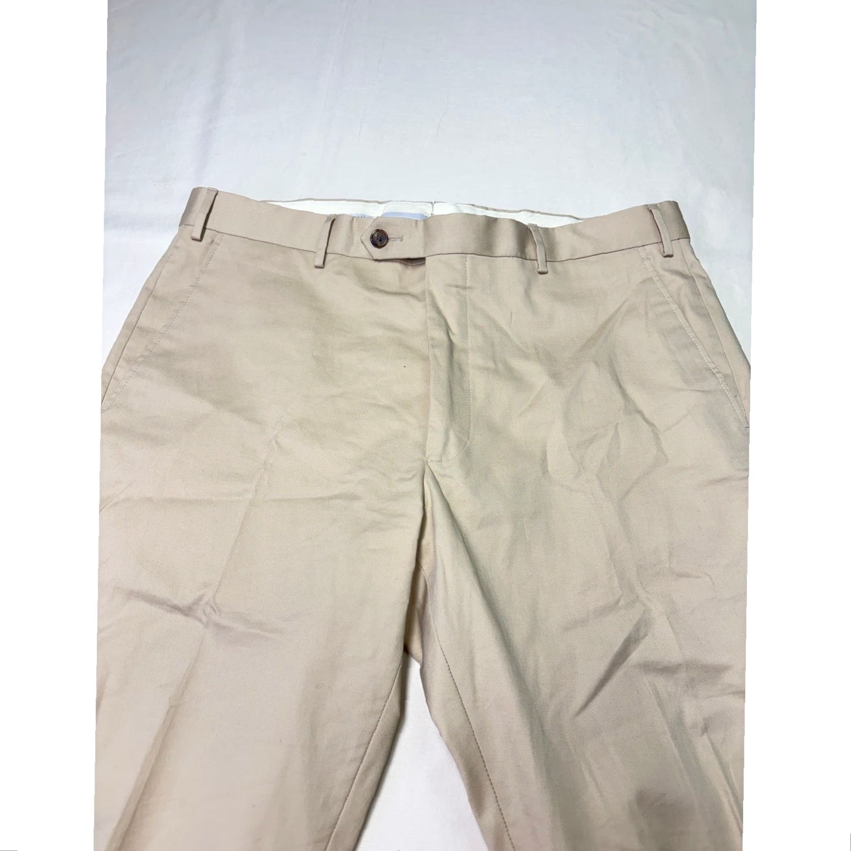 Vintage Wolf vs Goat Franco Chinos Mens 34X26 Beige Cotton Stretch Trousers Made Italy Size US 32 / EU 48 - 2 Thumbnail