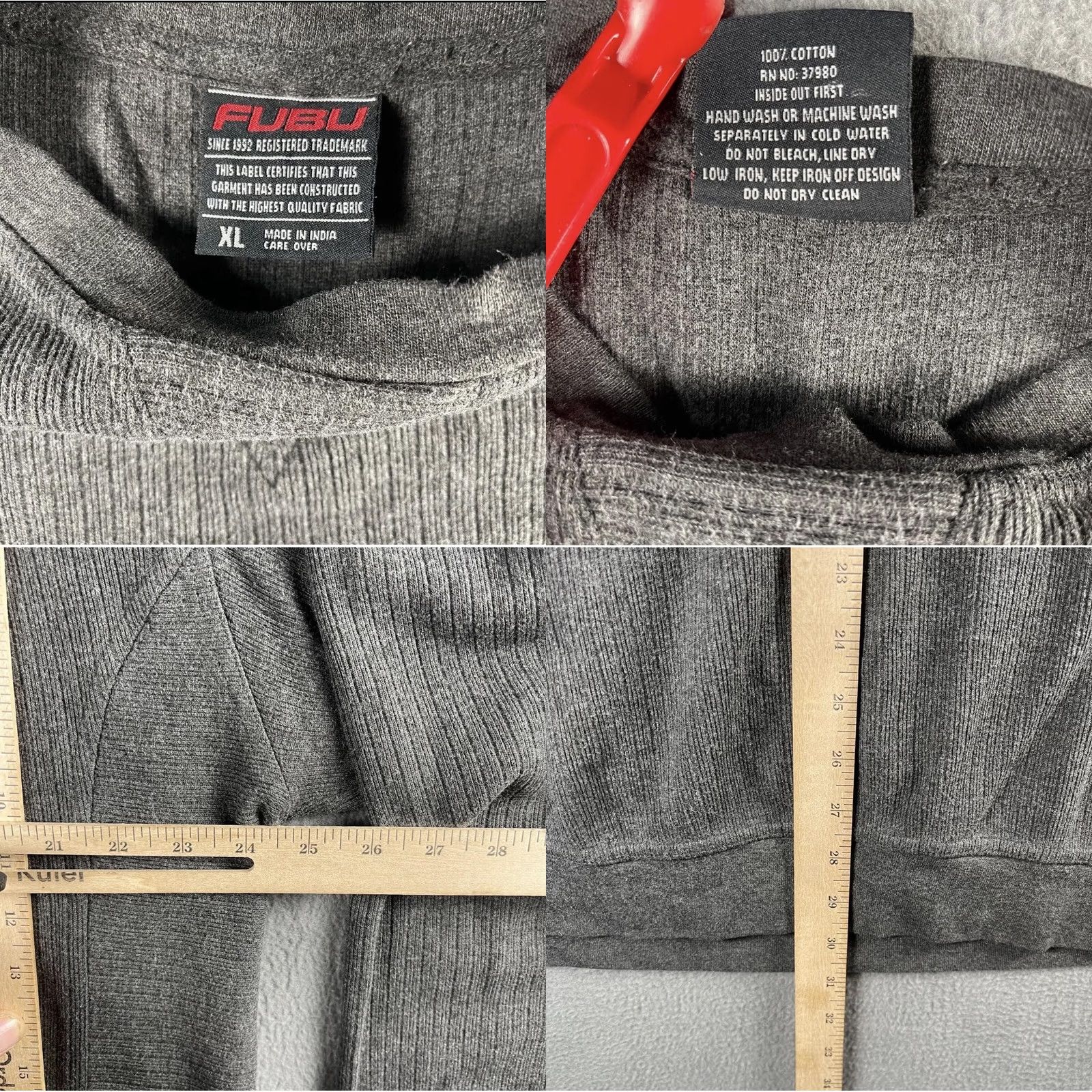 Fubu FUBU Sweatshirt Mens XL Gray Crewneck Logo Ribbed Knit Y2K Preppy Streetwear Size US XL / EU 56 / 4 - 8 Thumbnail