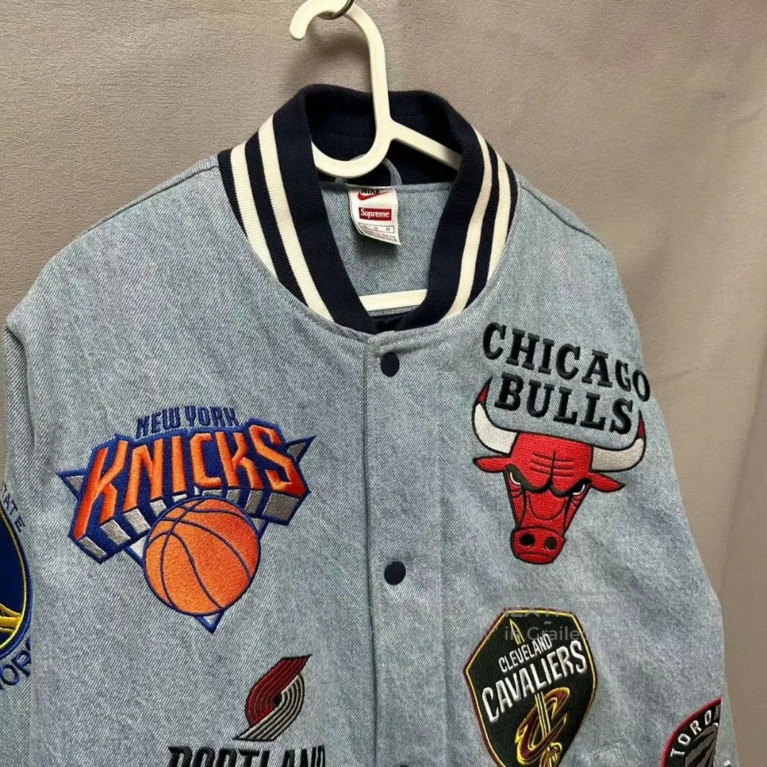 Nike supreme nike nba denim baseball jacket. Size US M / EU 48-50 / 2 - 2 Thumbnail
