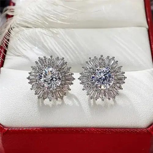 Jewelry Crystal Star Stone Earrings Gothic Punk Chrome Jewelry Spike Size ONE SIZE - 2 Thumbnail