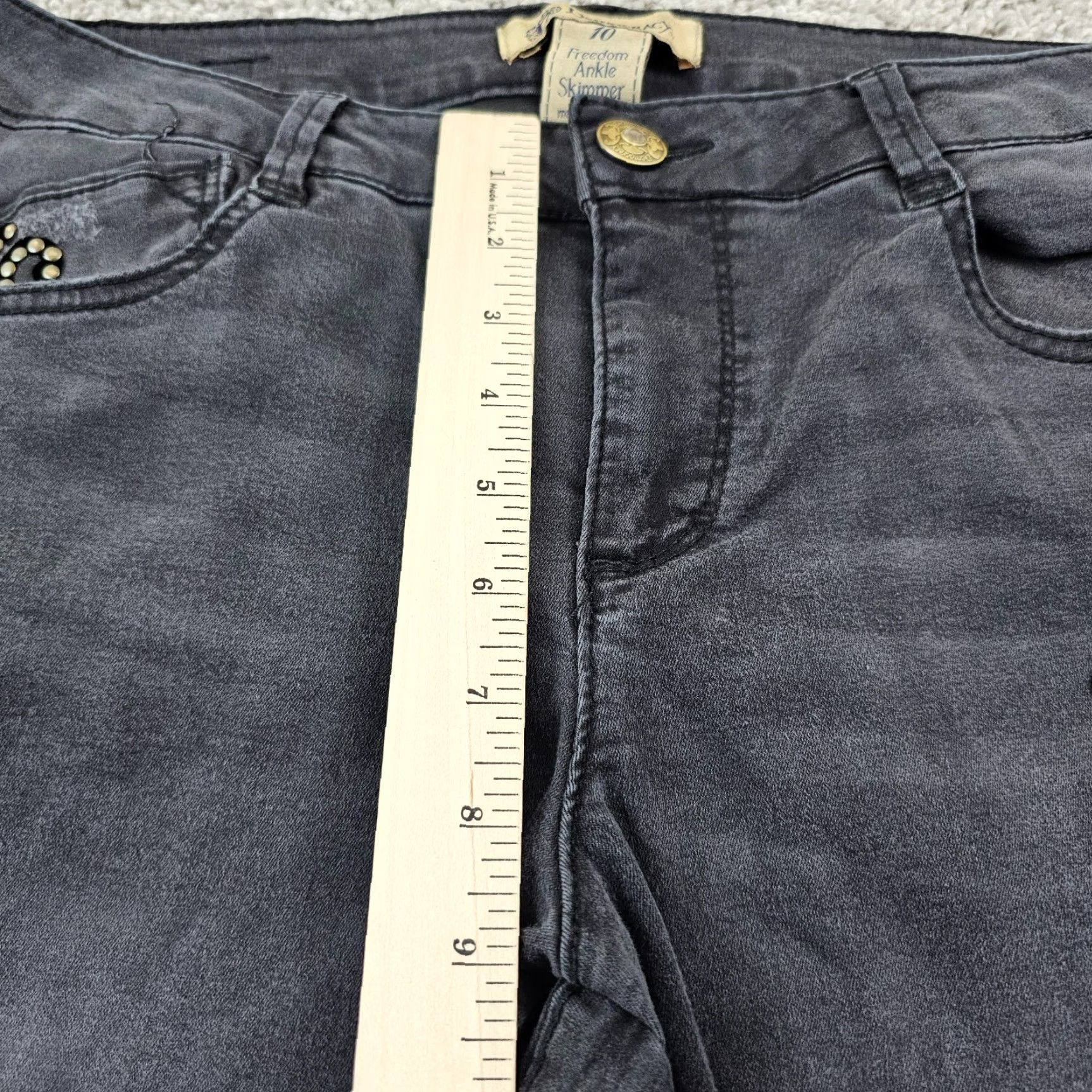 Vintage VINTAGE Democracy Womens Jeans Ankle Mid Rise 10 Gray Denim Floral 30x26 Size 32" / US 10 / IT 46 - 7 Thumbnail
