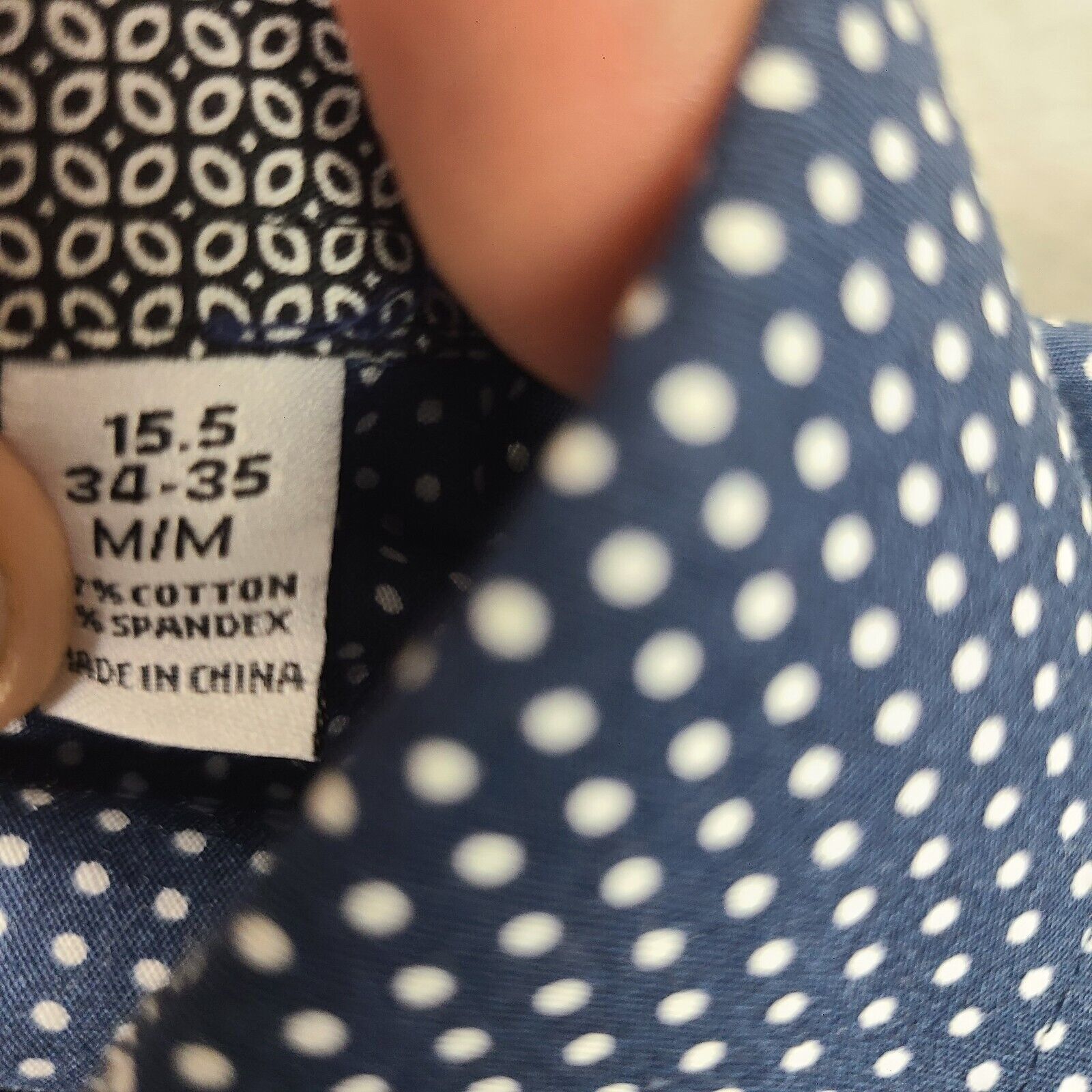 Other Nick Graham Modern Stretch Navy Polka Dot Cotton Dress Shir Size US M / EU 48-50 / 2 - 3 Thumbnail