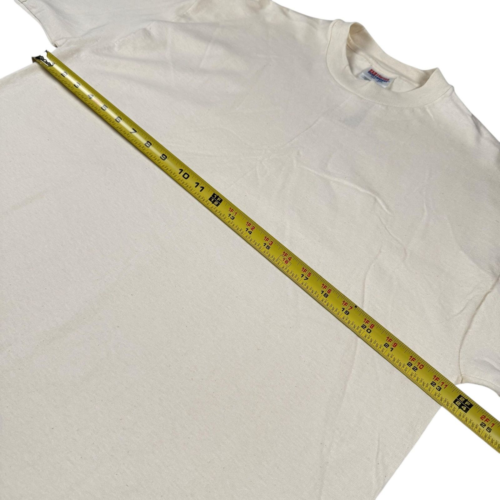 Hanes × Vintage Vintage 90s Hanes Blank Cream T-shirt Size US XL / EU 56 / 4 - 3 Thumbnail