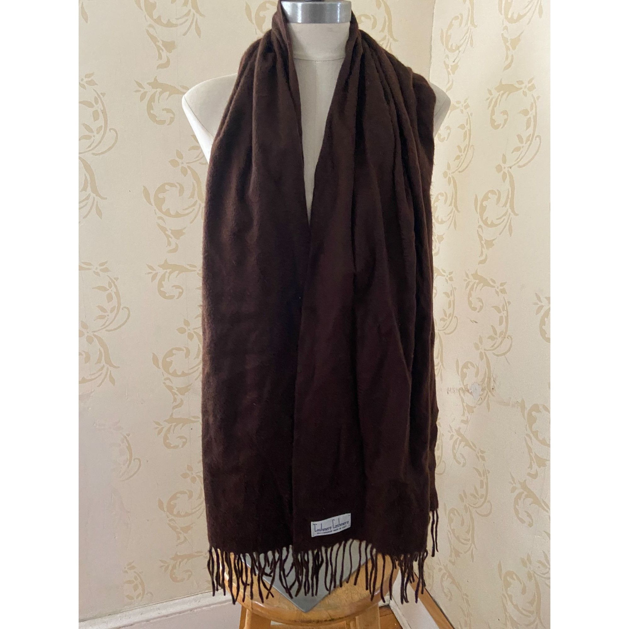 Vintage Vintage Cashmere Cashmere 100% Cashmere Brown Scarf Size ONE SIZE - 1 Thumbnail