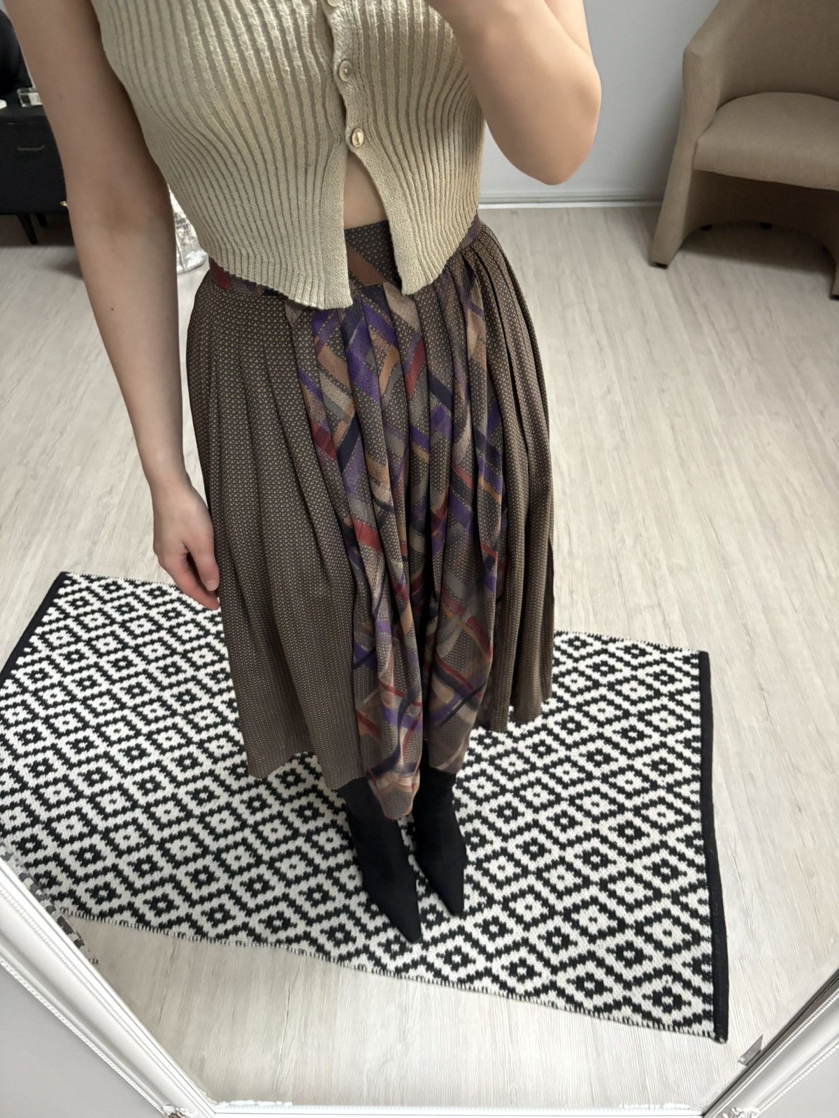 Other Vintage JEAN PATOU Boutique Paris Silk Skirt 70s Size 40 Size 28" / US 6 / IT 42 - 6 Thumbnail