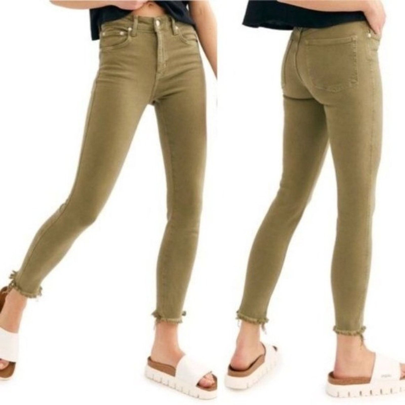 Free People Free People Raw Hem High Rise Jegging 24 Army Green Stretch Size 24" / US 00 / IT 34 - 1 Thumbnail