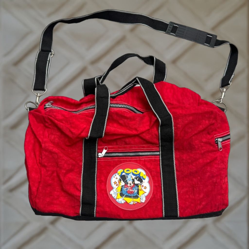 Disney VINTAGE Disney Mickey Mouse Duffle Bag Large Red Black Retro Y2K Travel Gym Unisex Adults Size ONE SIZE - 1 Thumbnail