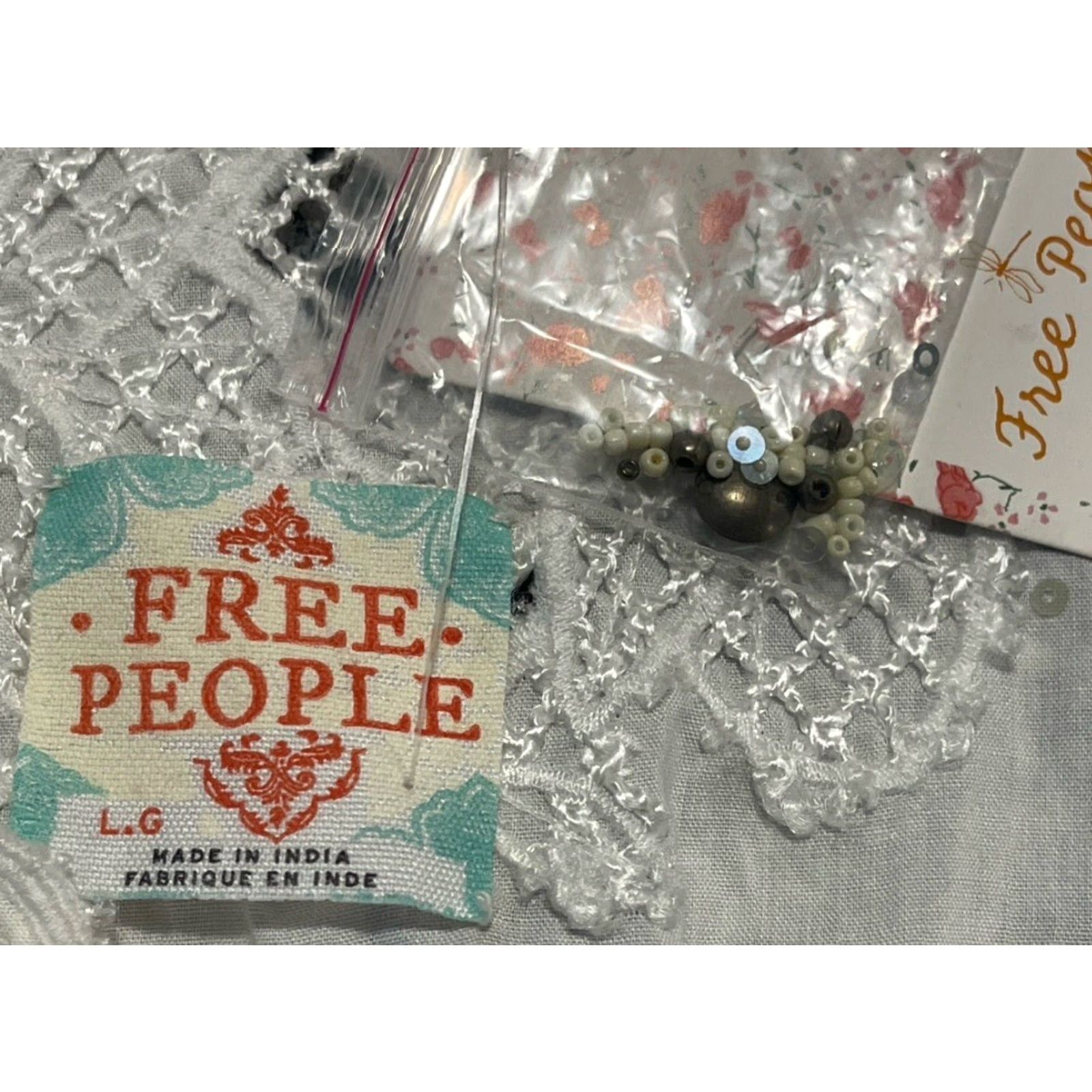 Free People Free People White Sleeveless Lace Accent Layer Dress Women Size L Size L / US 10 / IT 46 - 5 Thumbnail
