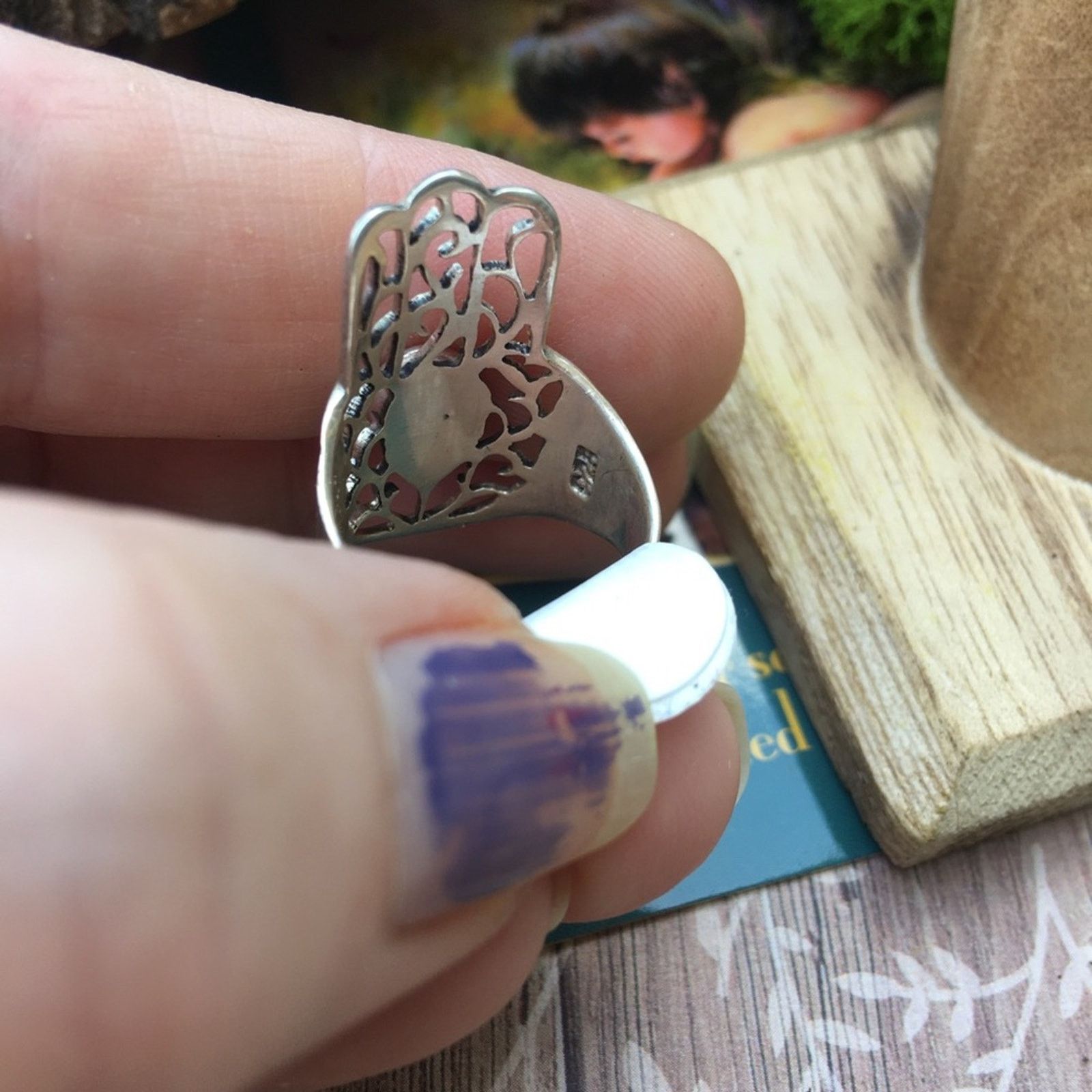 The Unbranded Brand Hamza Abalone Sterling Silver Ring Size ONE SIZE - 5 Thumbnail