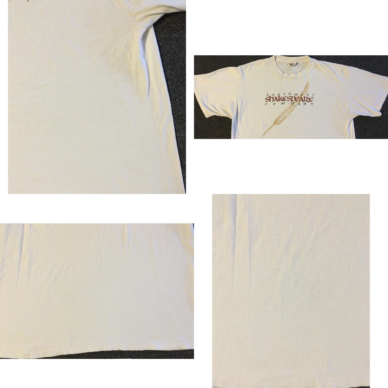 Julius VINTAGE 90s William Shakespeare Shirt XL Beige Striped Crew Neck Short Sleeve Single Stitch Mens T-Shirt Size US XL / EU 56 / 4 - 8 Thumbnail