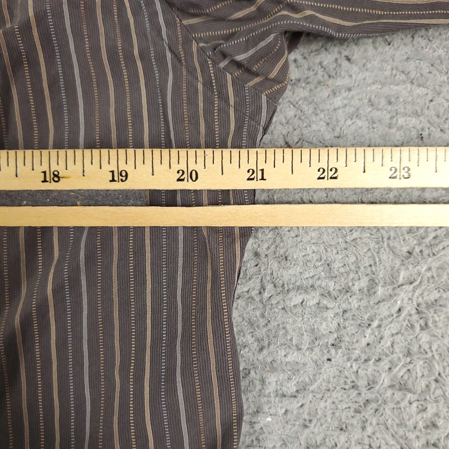 Ben Sherman VINTAGE Ben Sherman Shirt Mens 15 Brown Striped Dress Button Up Long Sleeve Size 40R - 5 Thumbnail