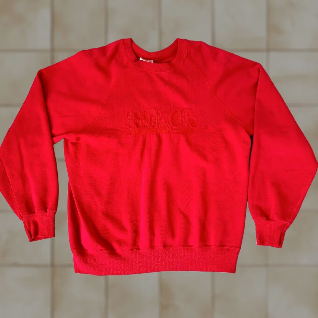 Lee VINTAGE Lee Sweatshirt Womens XL Red Lee Sweatshirt XL Red 90s Vintage Womens Pullover Crew Neck Fleece All Seasons Activewear IL USA Size XL / US 12-14 / IT 48-50 - 1 Thumbnail