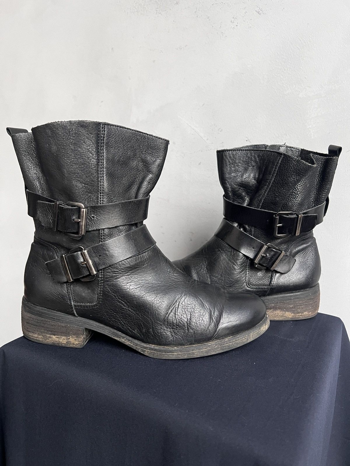 Hedi Slimane Undercover style leather belted avant garde boots hype Size US 7.5 / EU 40-41 - 1 Thumbnail