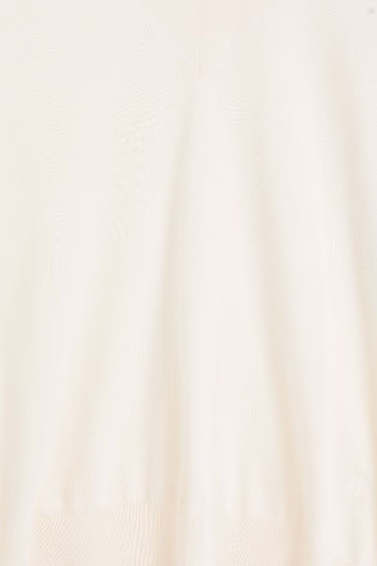 Tom Ford o1y0226 V-neck Cashmere Blend Sweater in Cream Size S / US 4 / IT 40 - 4 Thumbnail