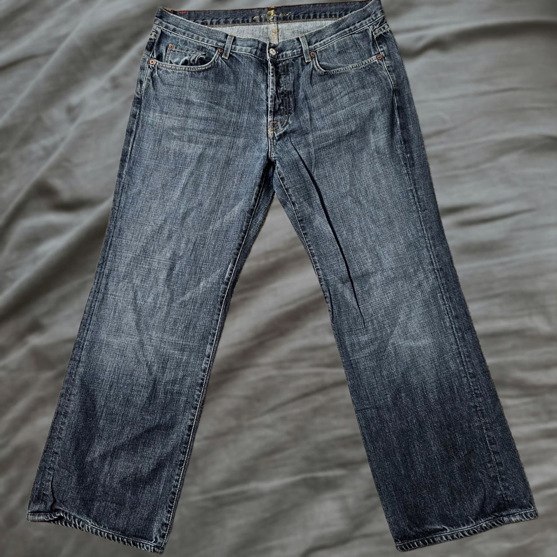 7 For All Mankind 7 For All Mankind Mens Straight Relaxed Button Denim Jean 36 x 30 USA Cotton Size US 36 / EU 52 - 1 Thumbnail