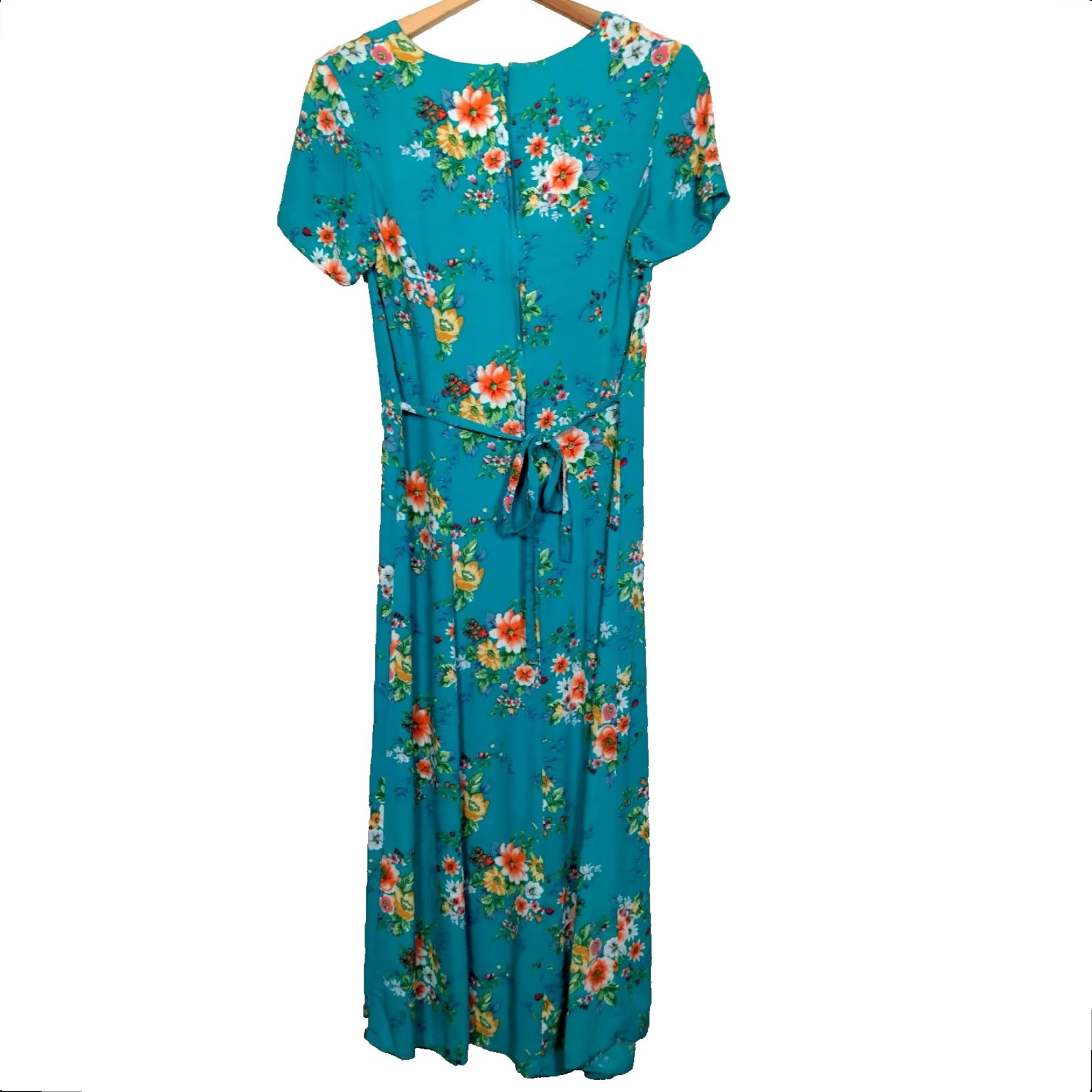 Vintage Vintage Ivy Collection 1990s Maxi Dress Women Blue Floral Spring Casual Tie Back Zip Size L / US 10 / IT 46 - 2 Thumbnail