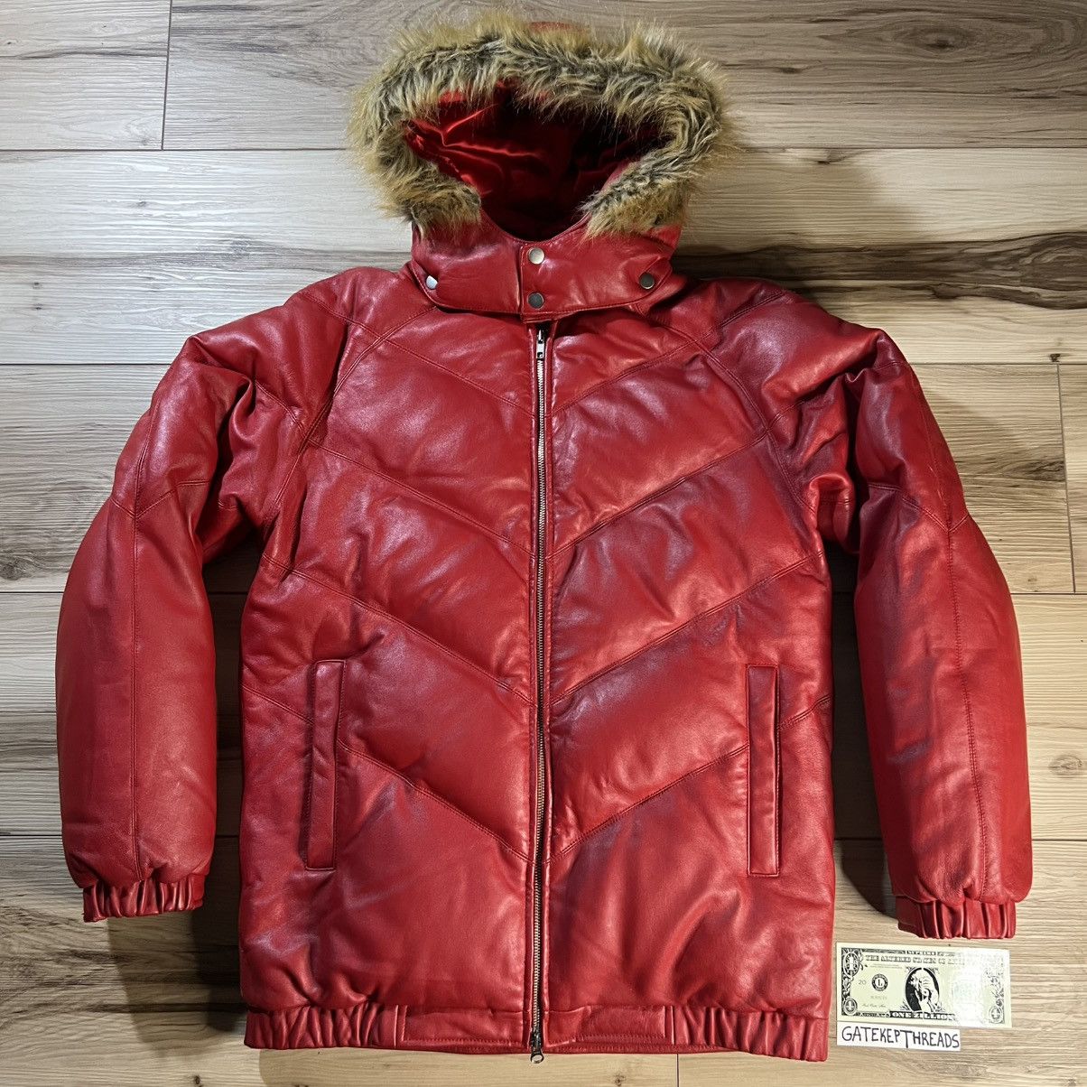 Supreme Supreme FW05 Leather Down Puffer Jacket Red Fur Trim Vintage Size US M / EU 48-50 / 2 - 1 Thumbnail