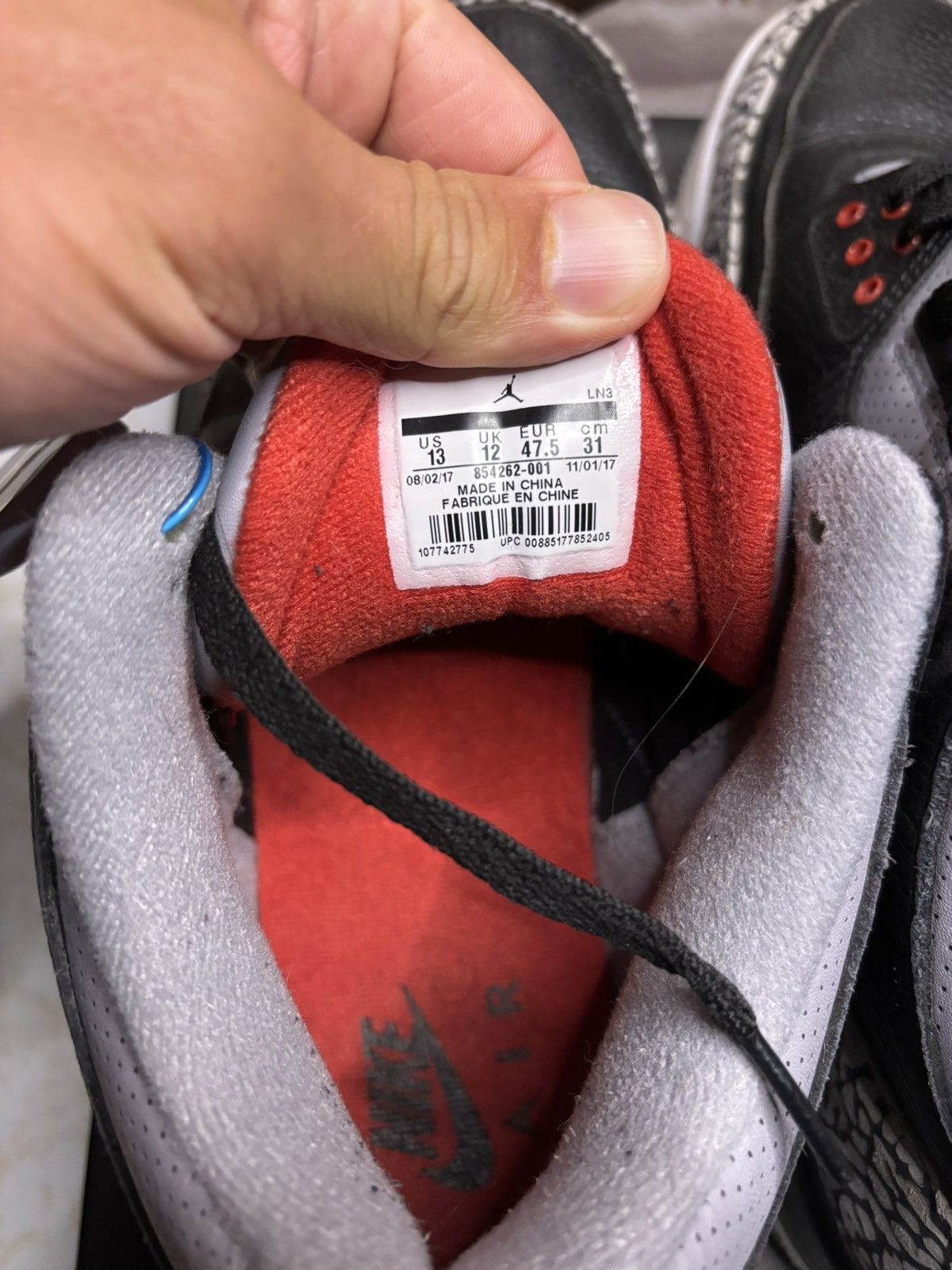 Jordan Brand Jordan 3 Retro Black Cement 2018 Size US 13 / EU 46 - 6 Thumbnail