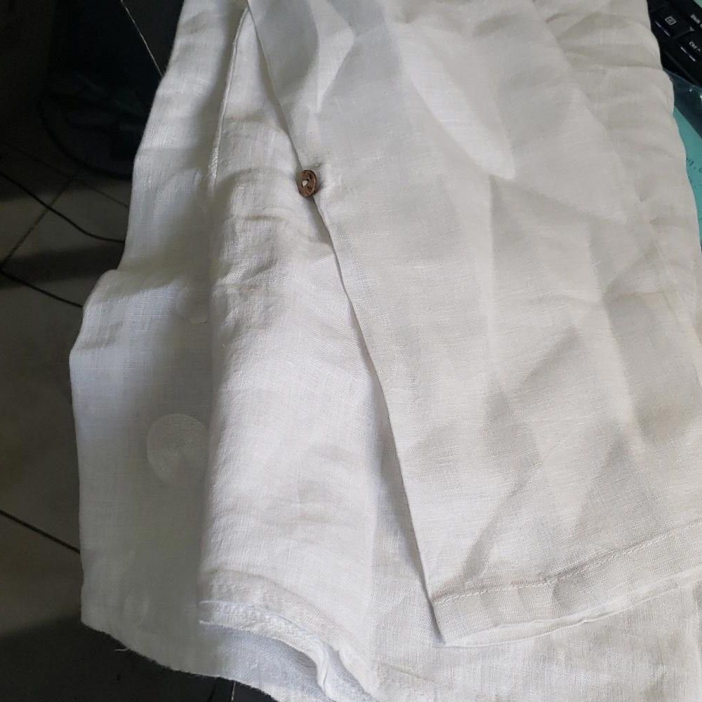 Designer CT732 Rose Marine White Linen Button Down Ladies Tunic M Size M / US 6-8 / IT 42-44 - 6 Thumbnail