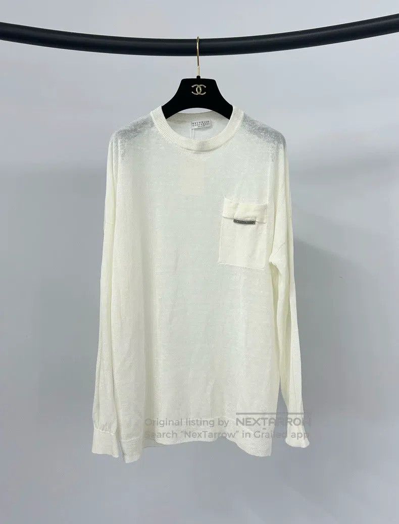 Brunello Cucinelli Brunello Cucinelli White crewneck top Size S / US 4 / IT 40 - 1 Thumbnail