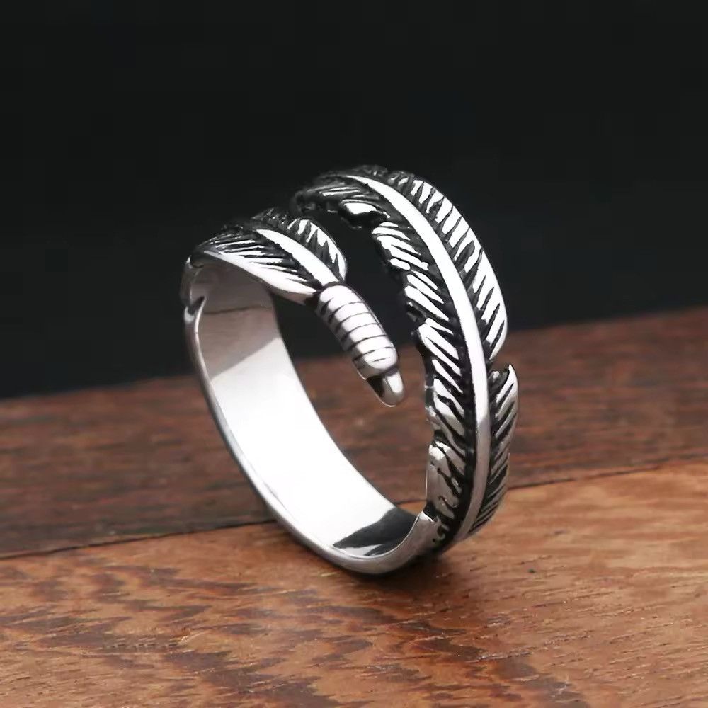 Jewelry × Vintage Steel Simple Feather Rings Size ONE SIZE - 6 Thumbnail