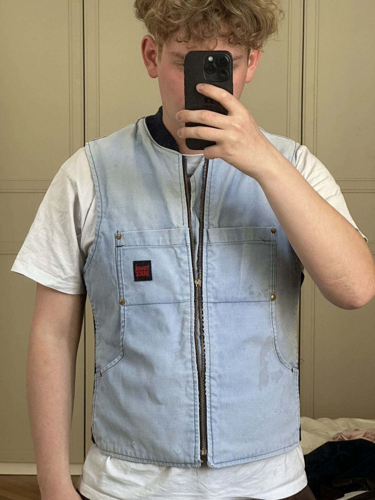 Vintage Tough Duck Made in Canada Faded Baby Blue Unisex Vest Size US S / EU 44-46 / 1 - 15 Thumbnail