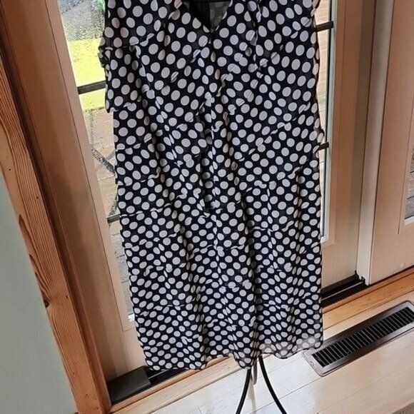 Adrianna Papell Adrianna Papell Black Polka Dots Uniquely Made Sleeve(s) Lin Size M / US 6-8 / IT 42-44 - 6 Thumbnail