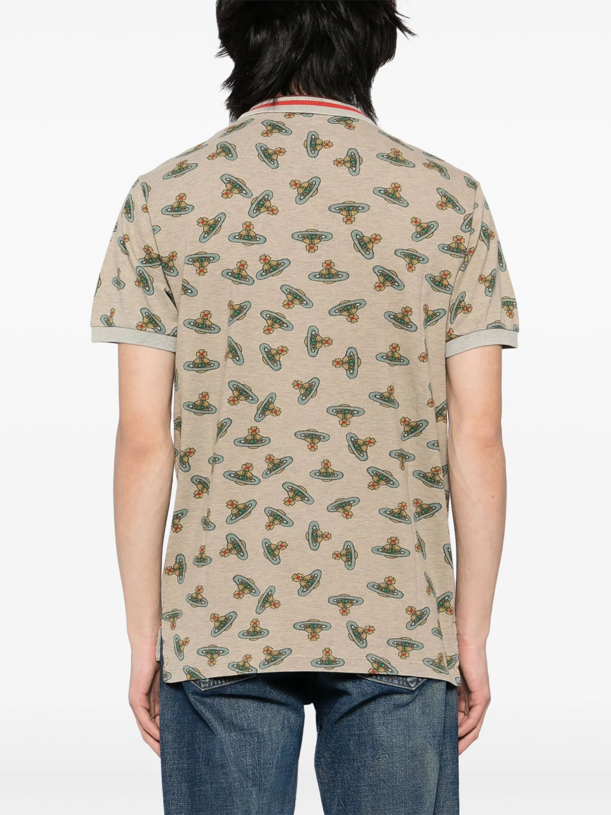 Vivienne Westwood o1f1d3z0426 Logo Print Polo Shirt in Sand Brown Size US XL / EU 56 / 4 - 3 Thumbnail