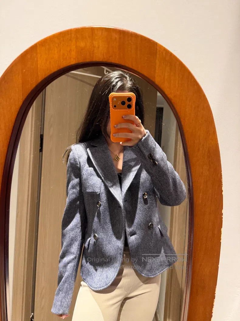 Loewe Blue Grey Check Wool Blazer Jacket
