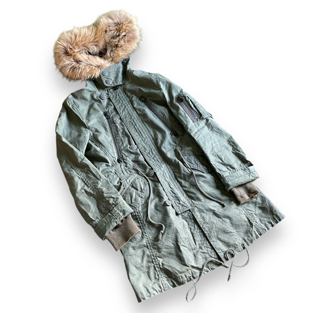 Genetic Manipulation Shinichiro Kuriya 🇯🇵 SHINICHIRO KARIYA WAXED FUR RACOON HOODIE PARKA JACKET Size US M / EU 48-50 / 2 - 6 Thumbnail