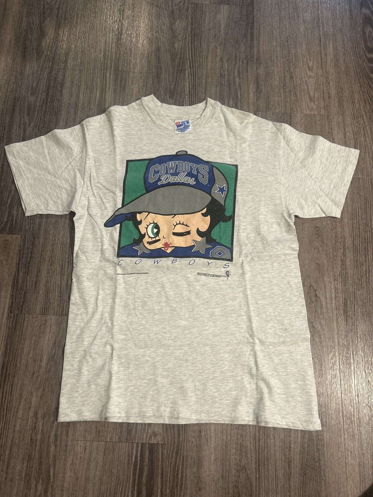 Hanes 1993 Betty Boop Dallas Cowboys Grey T Shirt Size US M / EU 48-50 / 2 - 2 Thumbnail